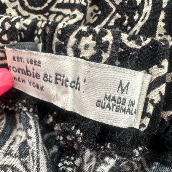 Abercrombie & Fitch Asymmetrical Skirt Black & White Medium Viscose Boho Elastic - Picture 7 of 11